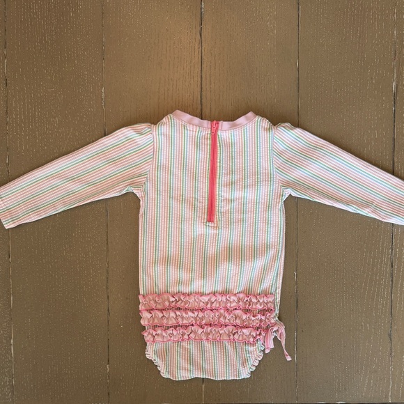 Ruffle Butts Baby Girls’ Rainbow Seersucker Long-Sleeve Swimsuit • Size 18-24M - Picture 10 of 11